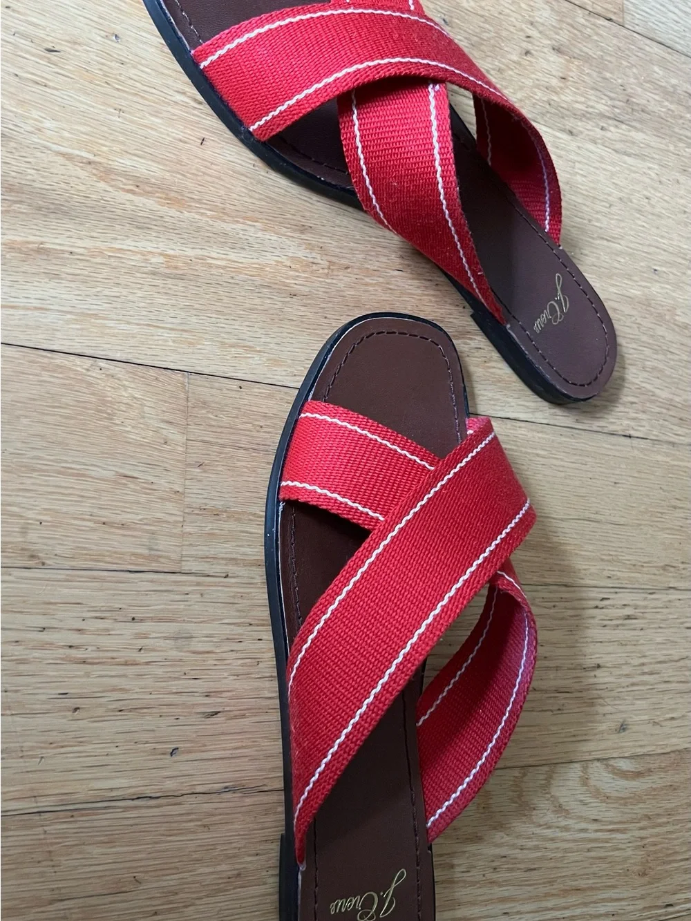 J. Crew Red Crisscross Canvas Slide Sandle